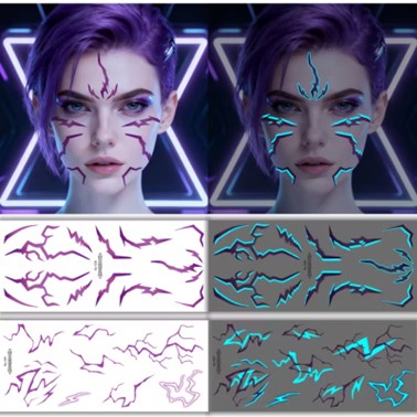 Kpop style glo in the dark tattoos