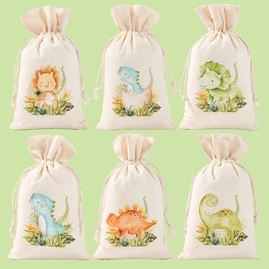 Dinosaur drawstring bags