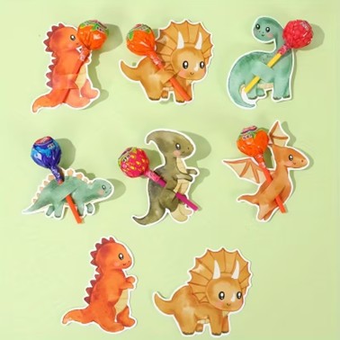 Dinosaur card with lollipop